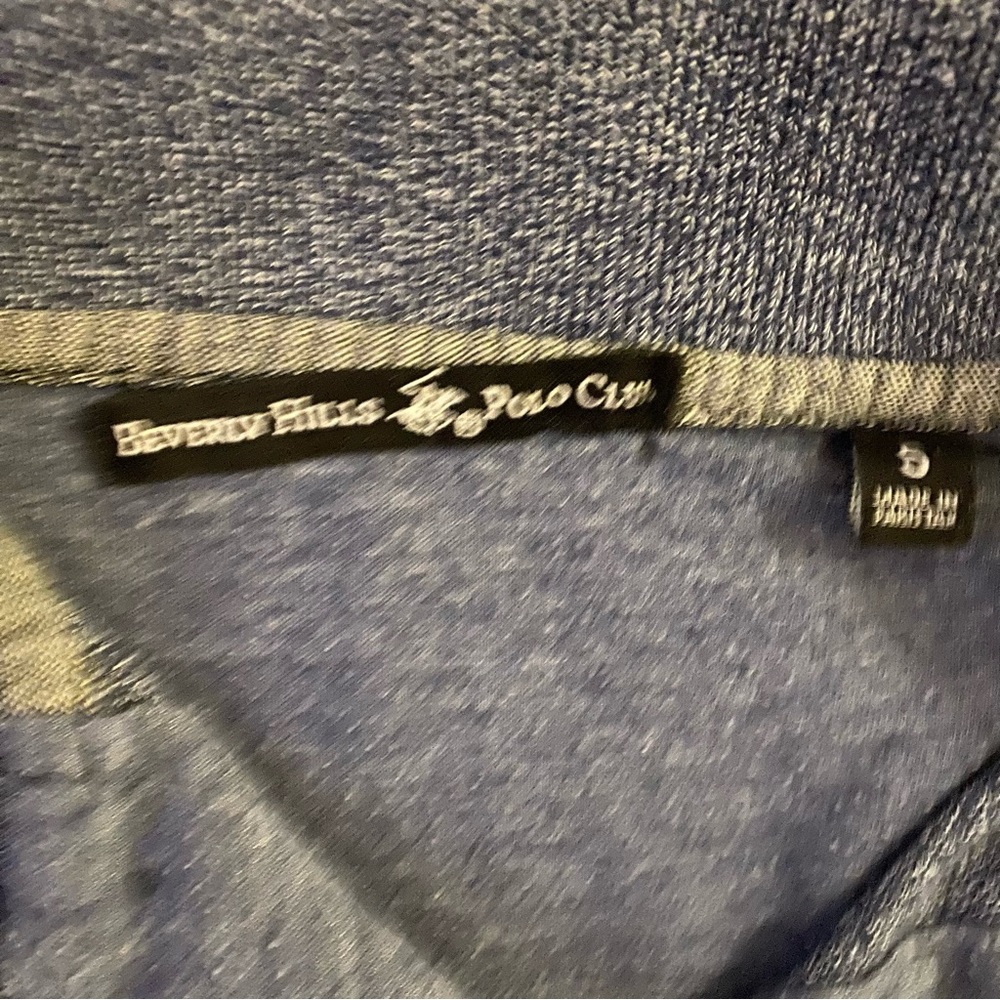 Beverly Hills Polo Club Polo Tee Shirt Mens Small Navy Blue Grey Logo - Picture 5 of 7